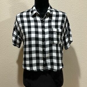 Forever 21 Checkered Print Button Up Top
